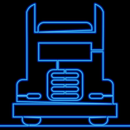 Continuous one single line drawing Logistic Truck transport services icon neon glow vector illustration conceptのイラスト素材