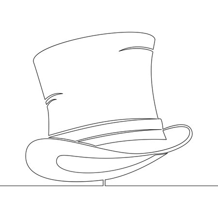 Continuous one single line drawing Top Hat cylinder icon vector illustration conceptのイラスト素材