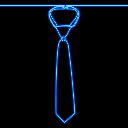 Continuous one single line drawing Necktie icon neon glow vector illustration conceptのイラスト素材