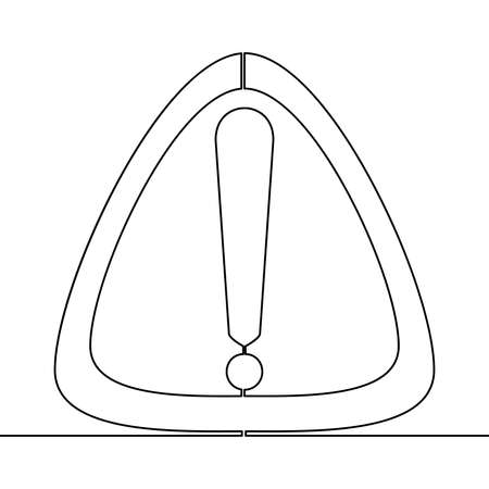 Continuous one single line drawing Warning sign icon vector illustration conceptのイラスト素材