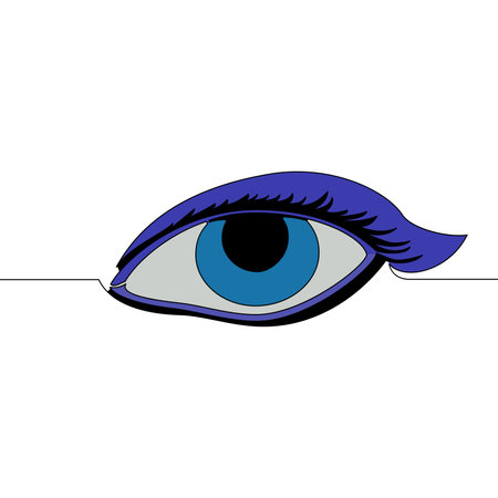 Flat colorful continuous drawing line art female eye icon vector illustration conceptのイラスト素材