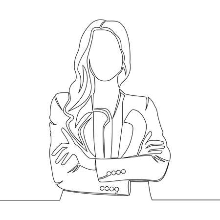 Continuous one single line drawing young business woman icon vector illustration conceptのイラスト素材
