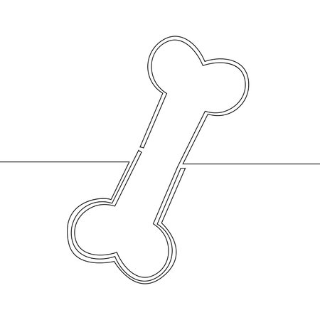 Continuous one single line drawing Dog Bone icon vector illustration conceptのイラスト素材