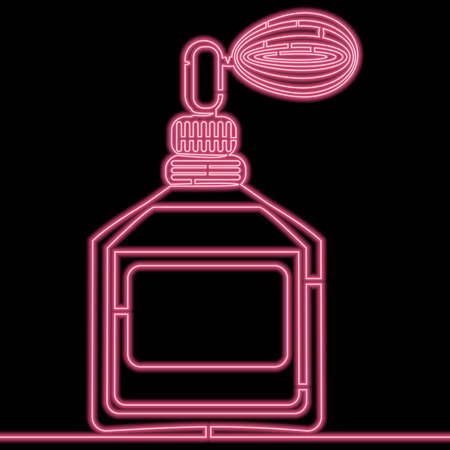 Continuous one single line drawing Perfume Cosmetics Promotion icon neon glow vector illustration conceptのイラスト素材