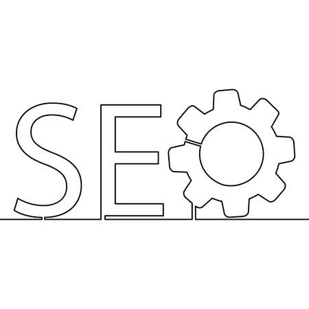Continuous one single line drawing SEO Word icon vector illustration conceptのイラスト素材