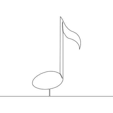 Continuous one single line drawing music note icon vector illustration conceptのイラスト素材