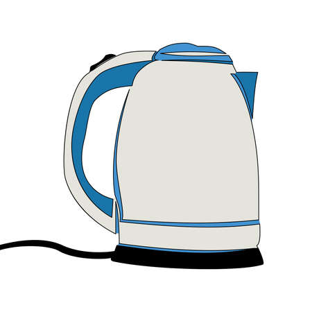 Flat colorful continuous drawing line art Electric kettle icon vector illustration conceptのイラスト素材