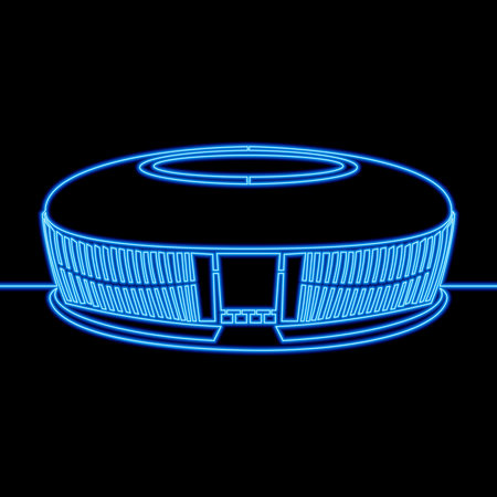 Continuous one single line drawing stadium arena icon neon glow vector illustration conceptのイラスト素材