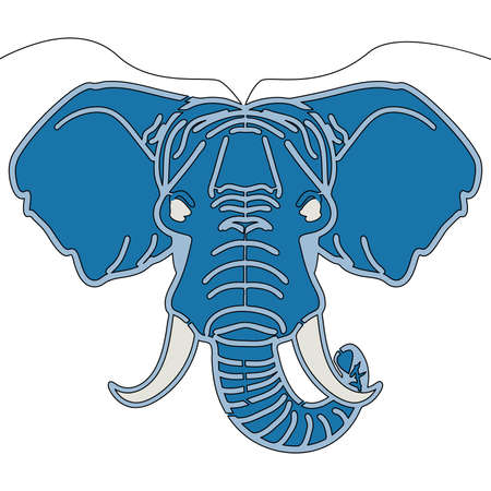 Flat colorful continuous drawing line art Elephant portrait Animal head icon vector illustration conceptのイラスト素材