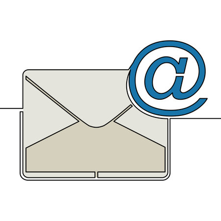 Flat colorful continuous drawing line art email envelope icon vector illustration conceptのイラスト素材