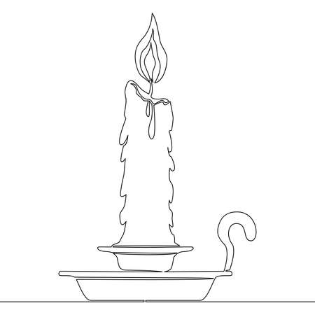 Continuous one single line drawing candle light icon vector illustration conceptのイラスト素材