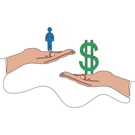 Flat colorful continuous drawing line art Business recruitment hiring icon vector illustration conceptのイラスト素材