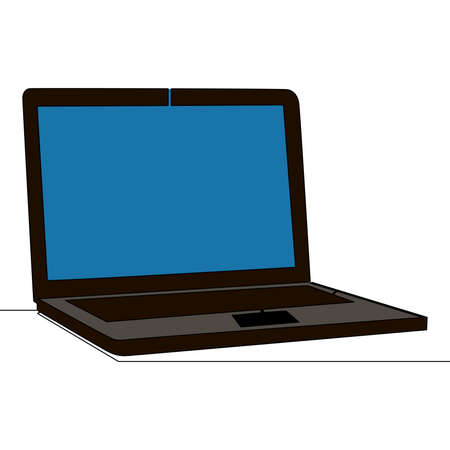 Flat colorful continuous drawing line art Laptop sketch icon vector illustration conceptのイラスト素材