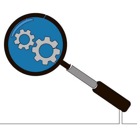 Flat colorful continuous drawing line art Search engine optimization icon vector illustration conceptのイラスト素材