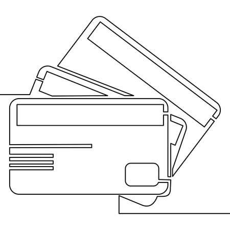 Continuous one single line drawing Credit Debit Cards icon vector illustration conceptのイラスト素材