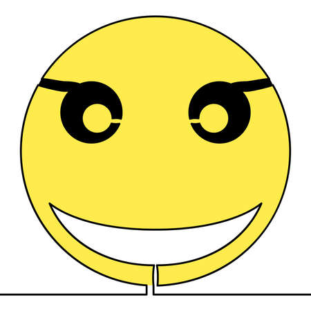 Flat colorful continuous drawing line art happy Emoticon icon vector illustration conceptのイラスト素材
