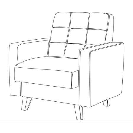Continuous one single line drawing armchair icon vector illustration conceptのイラスト素材