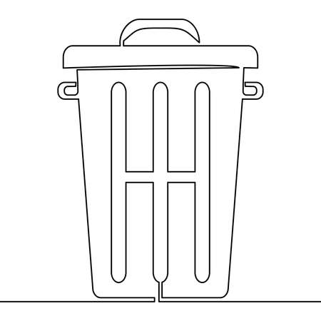 Continuous one single line drawing Trash can icon vector illustration conceptのイラスト素材