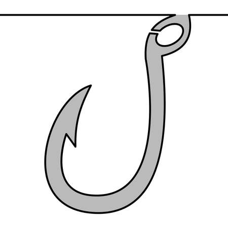 Flat colorful continuous line art drawing Barbed fishing hook icon vector illustration conceptのイラスト素材