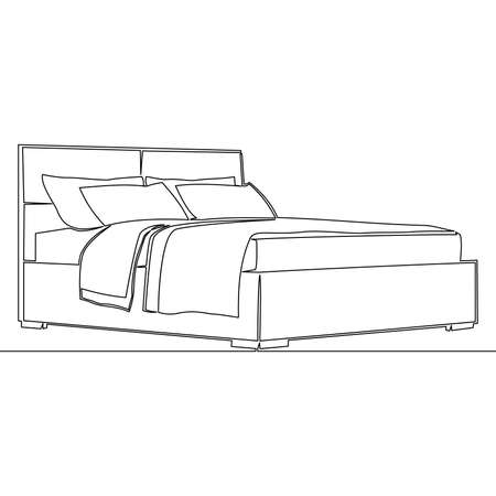 Continuous one single line drawing sleeping bed icon vector illustration conceptのイラスト素材