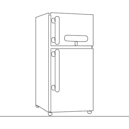 Continuous one single line drawing Refrigerator icon vector illustration conceptのイラスト素材