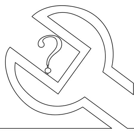 Continuous one single line drawing Repair question icon vector illustration conceptのイラスト素材