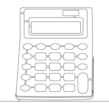Continuous one single line drawing Calculator icon vector illustration conceptのイラスト素材