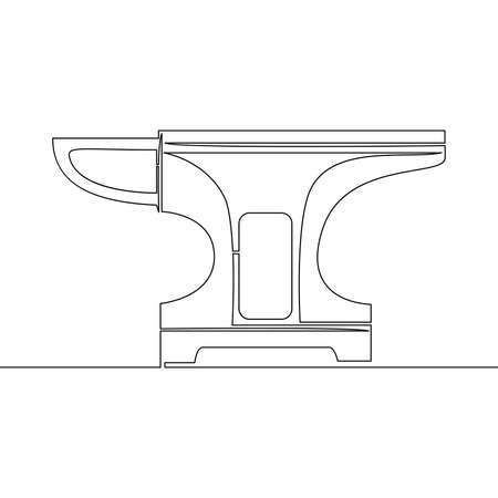 Continuous one single line drawing Anvil icon vector illustration conceptのイラスト素材