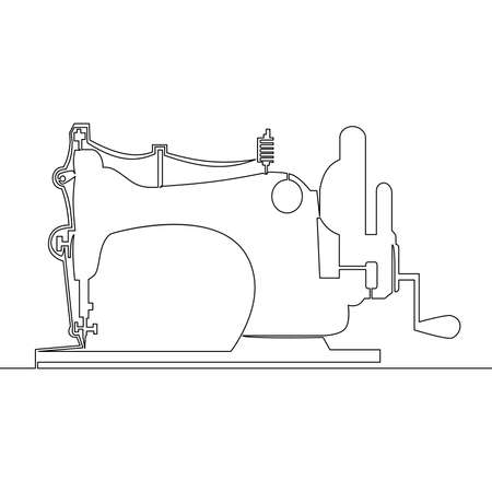 Continuous one single line drawing retro Sewing machine icon vector illustration conceptのイラスト素材