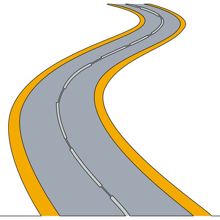 Flat colorful continuous line art drawing road icon vector illustration conceptのイラスト素材