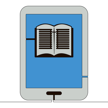 Flat colorful continuous line art drawing e book reader icon vector illustration ebook conceptのイラスト素材