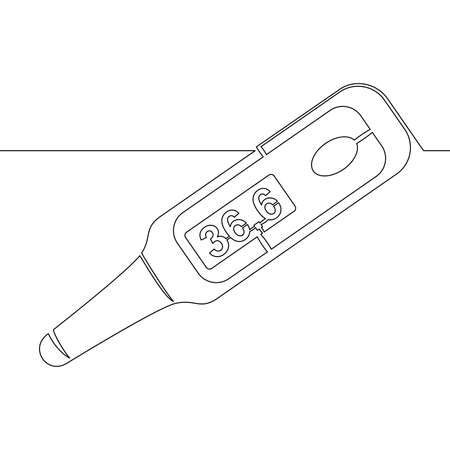 Continuous one single line drawing Thermometer medical equipment icon vector illustration conceptのイラスト素材