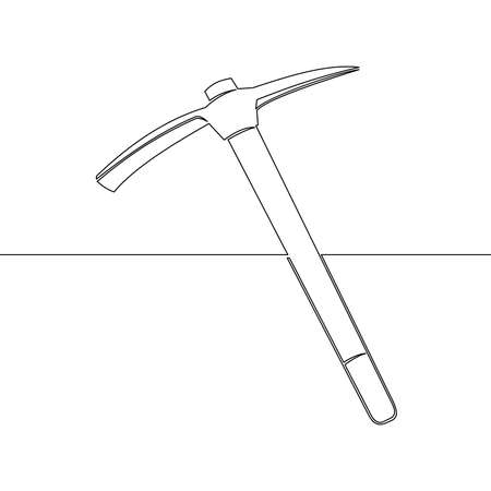 Continuous one single line drawing Mining Pickaxe icon vector illustration conceptのイラスト素材