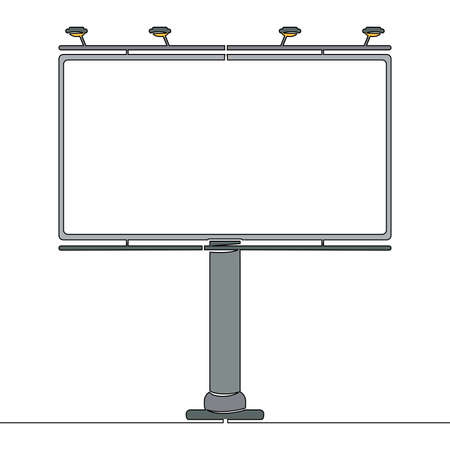 Flat colorful continuous line art drawing Empty billboard icon vector illustration conceptのイラスト素材