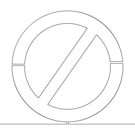 Continuous one single line drawing stop prohibition sign Ban symbol icon vector illustration conceptのイラスト素材