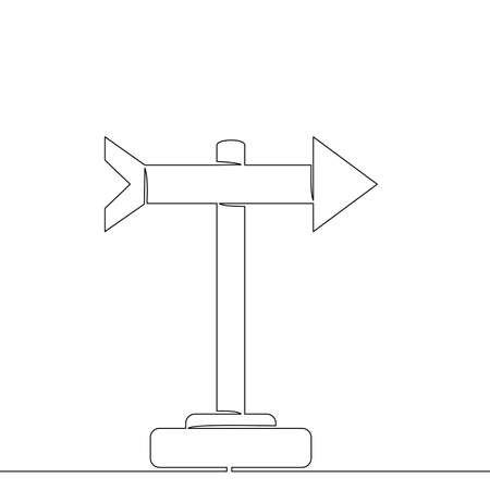 Continuous one single line drawing signpost arrow Travel icon vector illustration conceptのイラスト素材