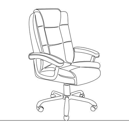 Continuous one single line drawing executive office chair icon vector illustration conceptのイラスト素材