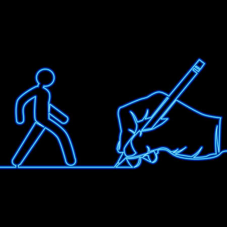 Continuous one single line drawing animation designer icon neon glow vector illustration conceptのイラスト素材