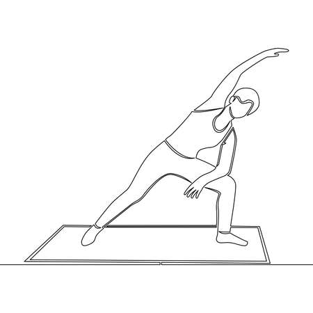 Continuous one single line drawing exercising woman icon vector illustration conceptのイラスト素材