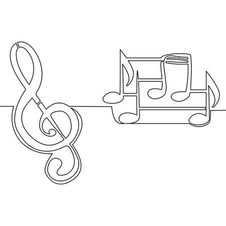 Continuous one single line drawing abstract music notes icon vector illustration conceptのイラスト素材