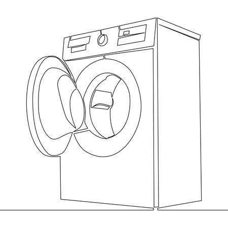 Continuous one single line drawing washing machine household icon vector illustration conceptのイラスト素材