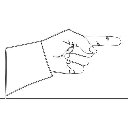Continuous one single line drawing hand pointing direction icon vector illustration conceptのイラスト素材