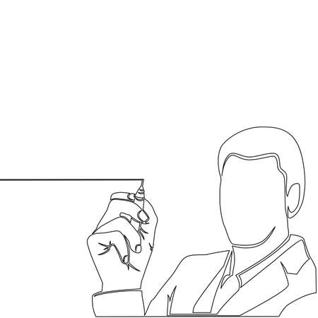 Continuous one single line drawing businessman drawing of business presentation icon vector illustration conceptのイラスト素材