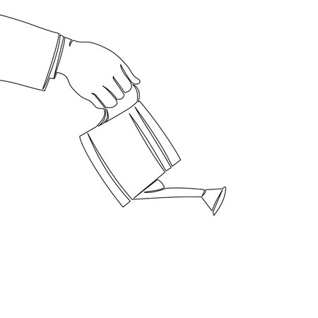Continuous one single line drawing hand holding watering can icon vector illustration conceptのイラスト素材