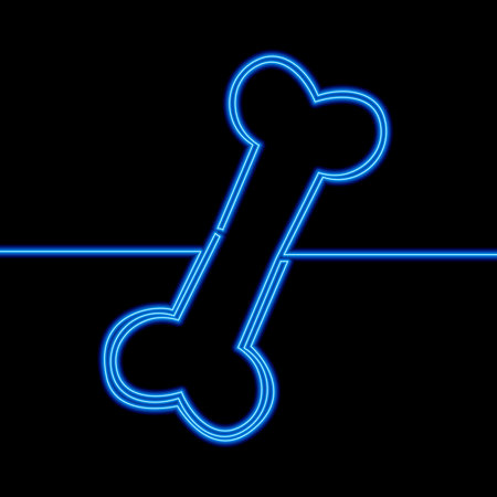 Continuous one single line drawing Dog bone pet shop, veterinary clinic icon neon glow vector illustration conceptのイラスト素材