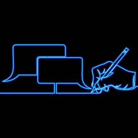 Continuous one single line drawing Speech Bubbles icon neon glow vector illustration conceptのイラスト素材