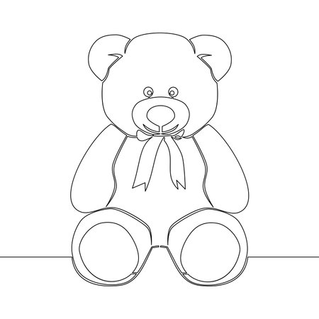 Continuous one single line drawing Bear plush toy teddy bear icon vector illustration conceptのイラスト素材