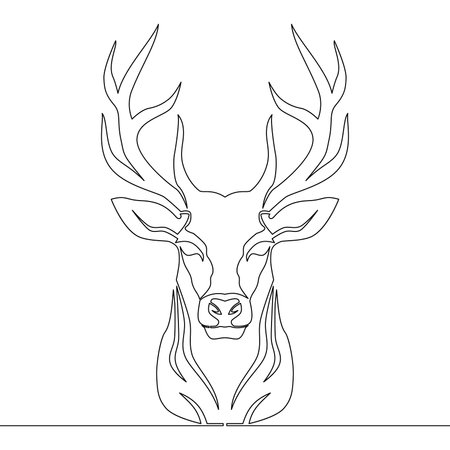 Continuous one single line drawing deer icon vector illustration conceptのイラスト素材