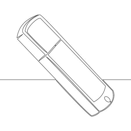 Continuous one single line drawing USB Flash Drive icon vector illustration conceptのイラスト素材