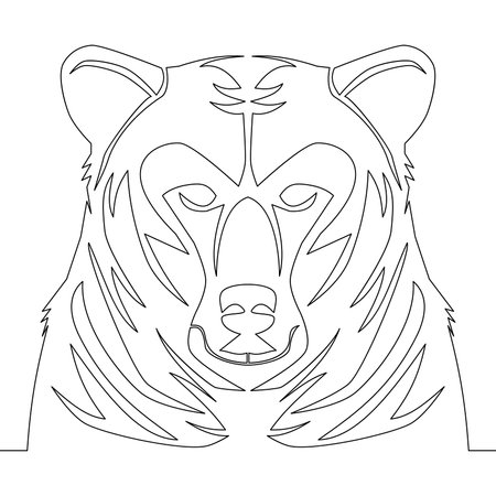 Continuous one single line drawing bear wild animal icon vector illustration conceptのイラスト素材
